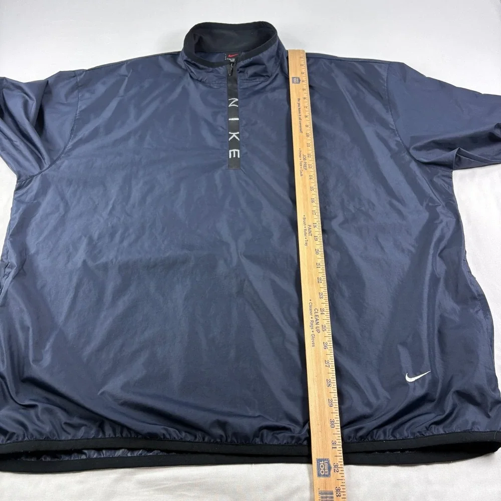 Vintage 90s Nike Jacket Mens 2XL Blue 1/4 Zip Windbreaker Pullover Spell Out